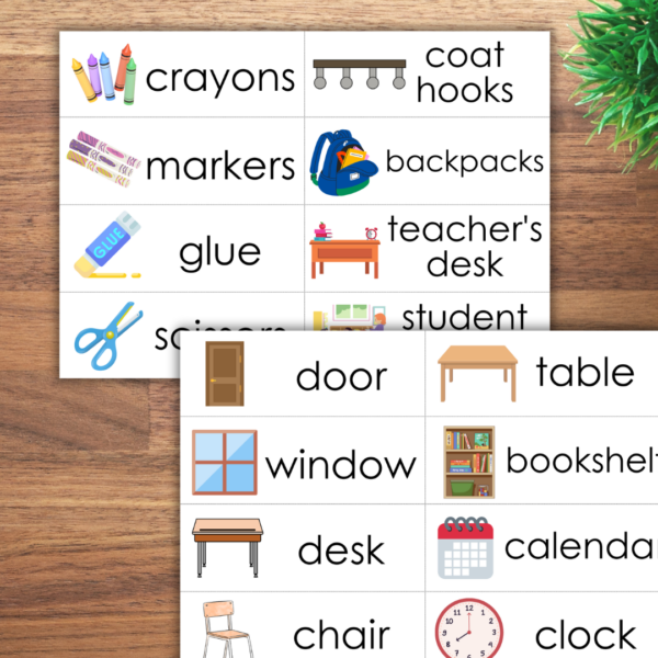 Around the Classroom Everyday Vocabulary Labels