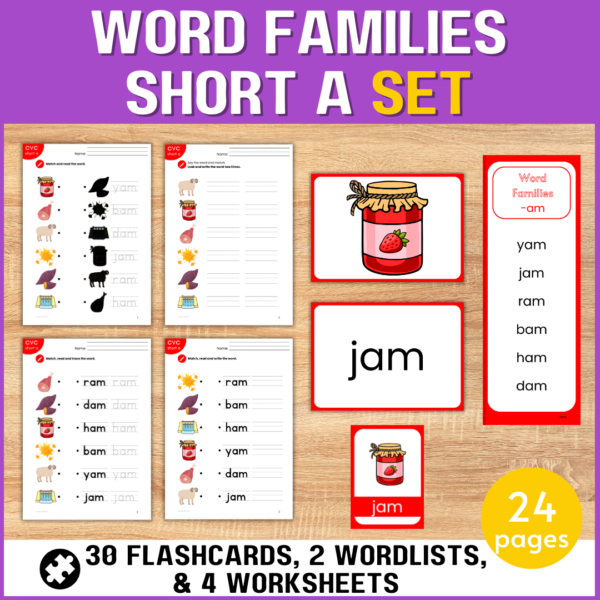 Short A Word Families Set CVC am