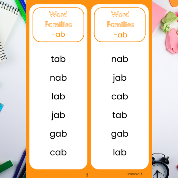 Word Families CVC Short A ab